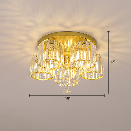Modern Flush Mount Crystal Ceiling Light For Living Room 5 / Gold