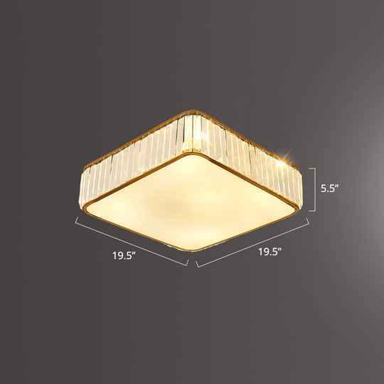 Minimalist K9 Crystal Square Flush Mount Ceiling Light Fixture For Bedroom Gold / 19.5