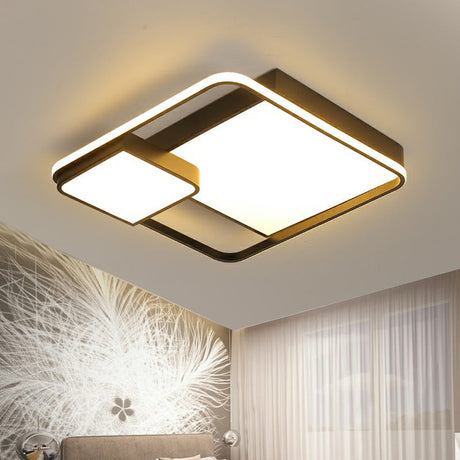 Black Square Led Ceiling Mount Light With Minimalist Acrylic Shade