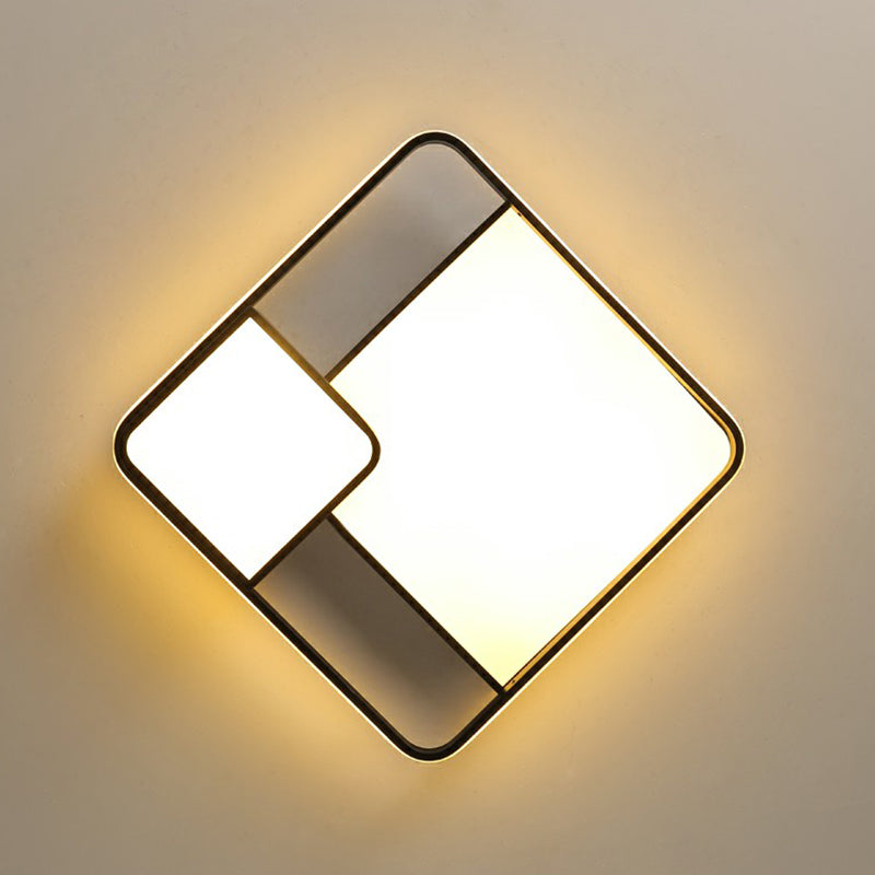Black Square Led Ceiling Mount Light With Minimalist Acrylic Shade