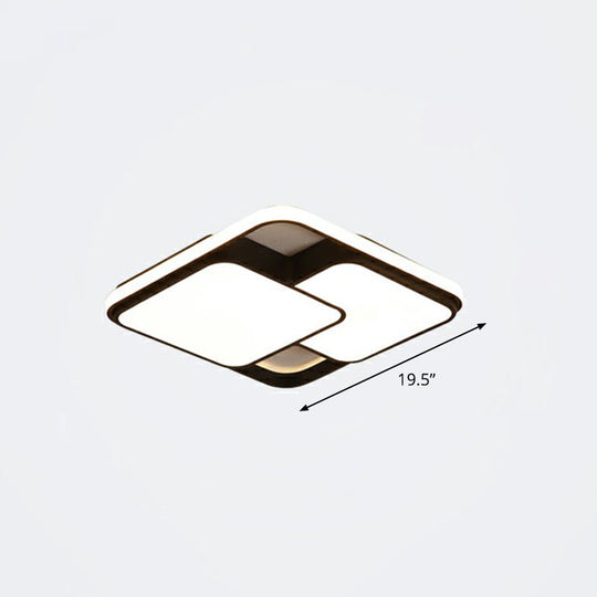 Nordic Acrylic Led Flush - Mount Ceiling Light For Bedrooms - Overlapping Style Black / 19.5’