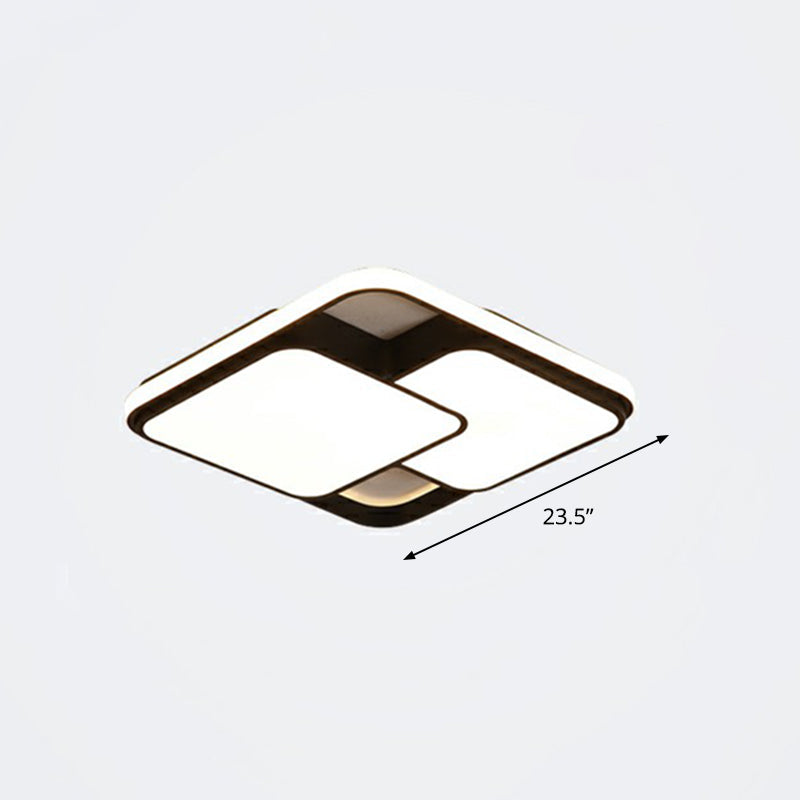 Nordic Acrylic Led Flush - Mount Ceiling Light For Bedrooms - Overlapping Style Black / 23.5’ Warm