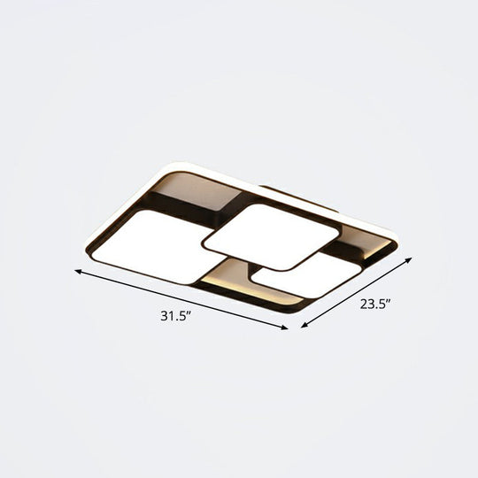 Nordic Acrylic Led Flush - Mount Ceiling Light For Bedrooms - Overlapping Style Black / 31.5’ Warm