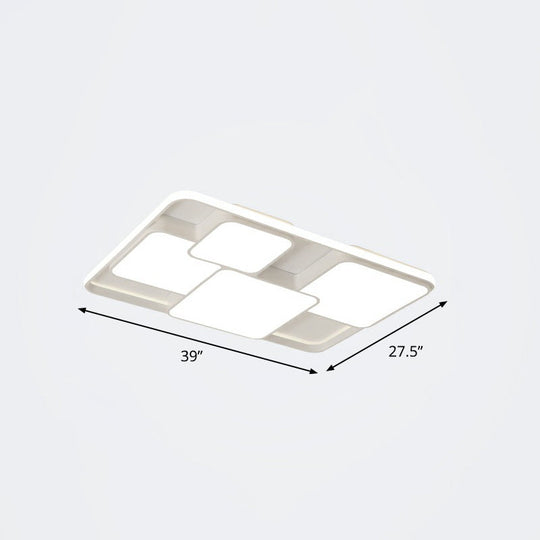 Nordic Acrylic Led Flush - Mount Ceiling Light For Bedrooms - Overlapping Style White / 39’