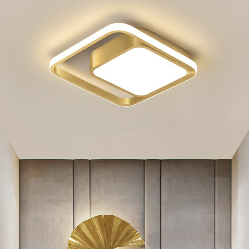 Acrylic Minimalist Led Flush Mount Ceiling Light In Gold For Square Hallways