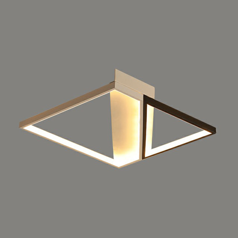 Modern Acrylic Led Ceiling Light: Rectangle Lounge Flush Mount In Black & White / 24.5’ Natural