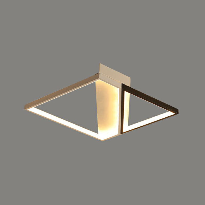 Modern Acrylic Led Ceiling Light: Rectangle Lounge Flush Mount In Black & White / 20.5’ Natural