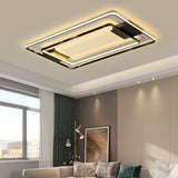 Black Rectangle Led Flush Ceiling Light - Minimalist Acrylic Lamp For Living Room