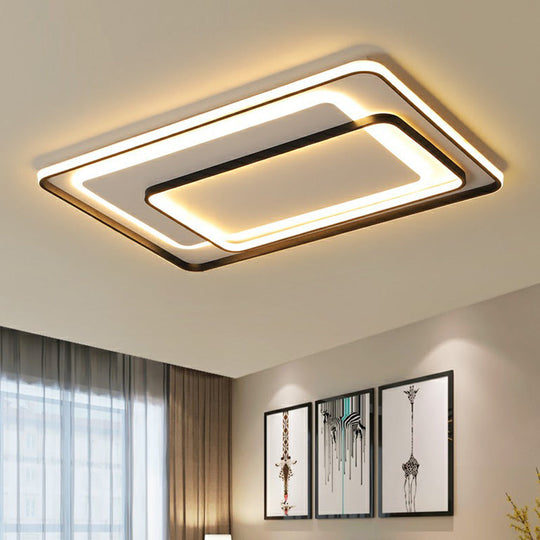 Modern Led Ceiling Lamp - Black Flush - Mount Light Fixture With Acrylic Shade