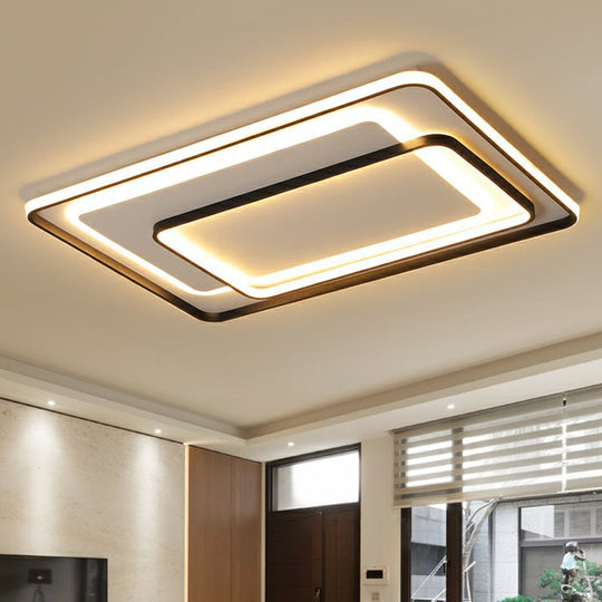 Modern Led Ceiling Lamp - Black Flush - Mount Light Fixture With Acrylic Shade