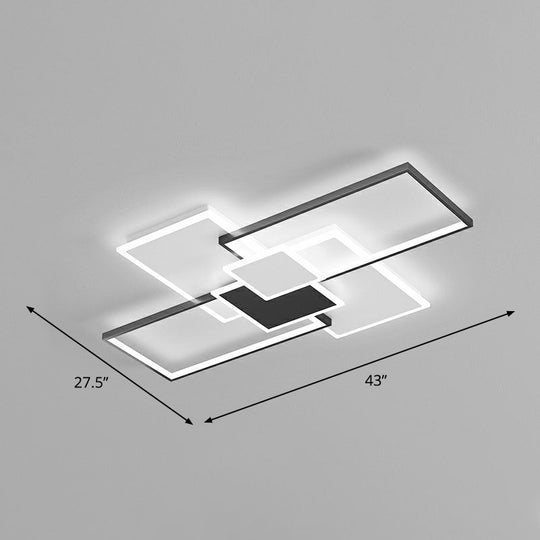 Modern Overlap Ceiling Light: Stylish Metal Flush Mount Fixture For Bedrooms Black / 43’
