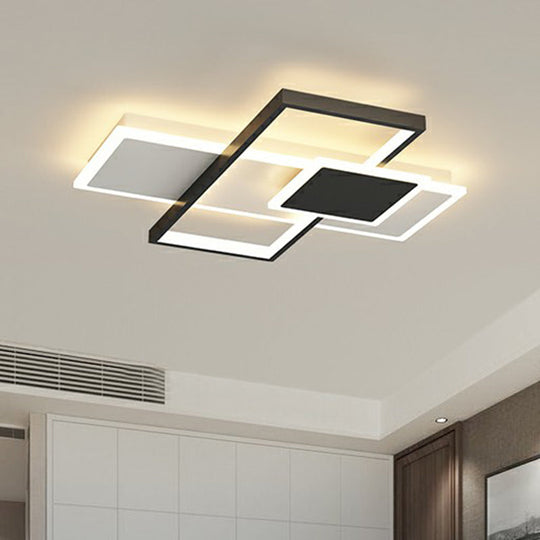 Modern Overlap Ceiling Light: Stylish Metal Flush Mount Fixture For Bedrooms