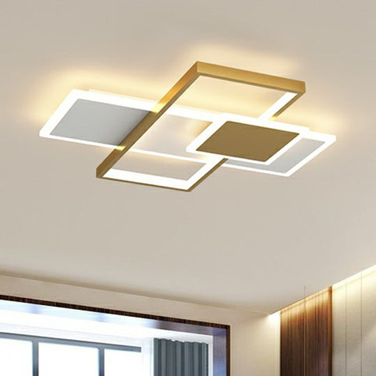 Modern Overlap Ceiling Light: Stylish Metal Flush Mount Fixture For Bedrooms