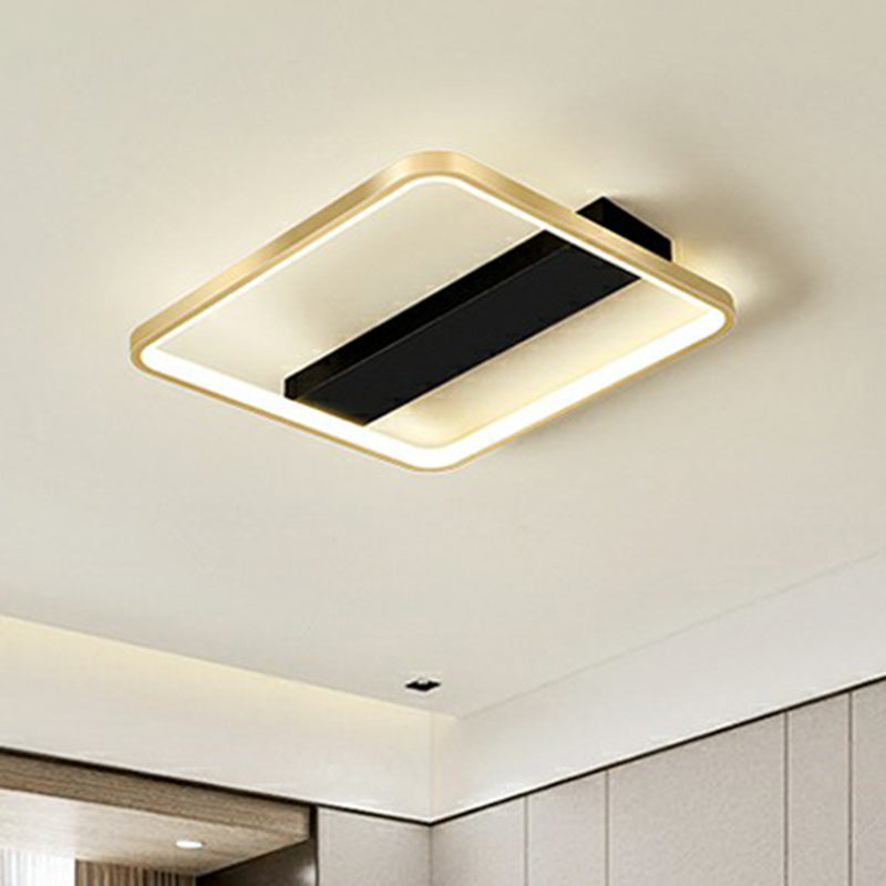 Sleek Geometrical Flush Ceiling Light In Black - Gold Finish - Simplicity Acrylic Flushmount For