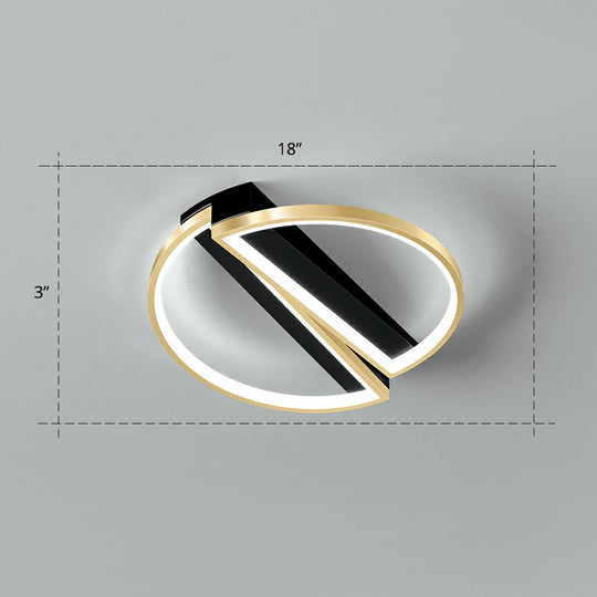 Sleek Geometrical Flush Ceiling Light In Black - Gold Finish - Simplicity Acrylic Flushmount For