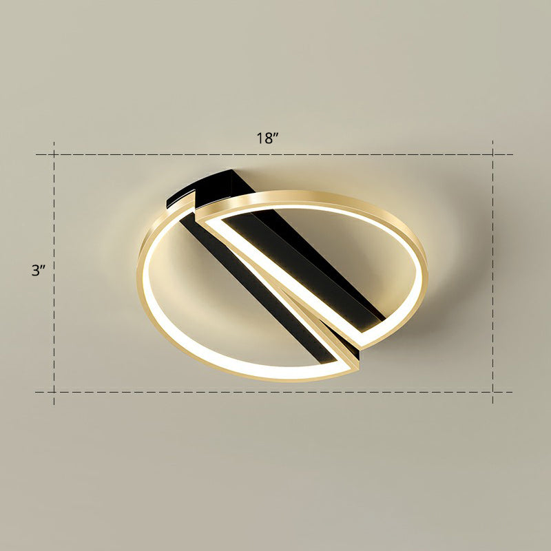 Sleek Geometrical Flush Ceiling Light In Black - Gold Finish - Simplicity Acrylic Flushmount For