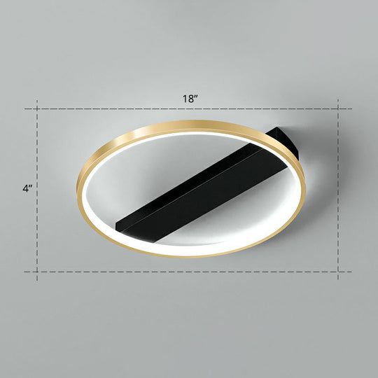 Sleek Geometrical Flush Ceiling Light In Black - Gold Finish - Simplicity Acrylic Flushmount For