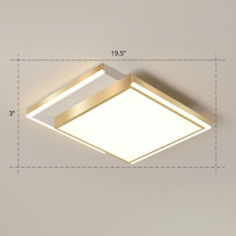 Minimalistic Gold Led Ceiling Light For Living Room - Rectangle Shaped Acrylic Flush Mount / 19.5