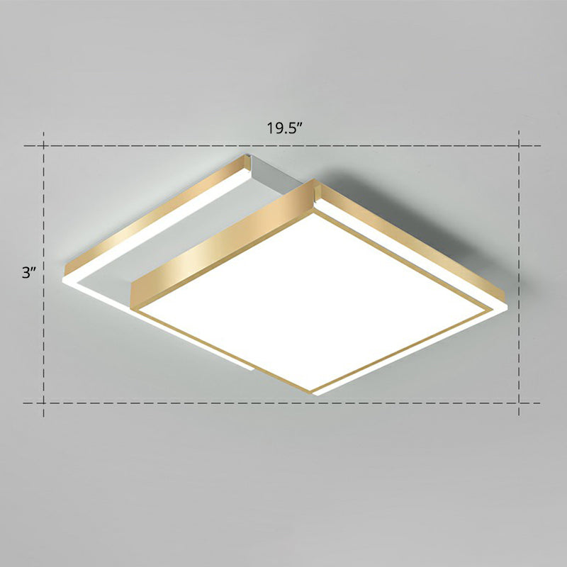Minimalistic Gold Led Ceiling Light For Living Room - Rectangle Shaped Acrylic Flush Mount /