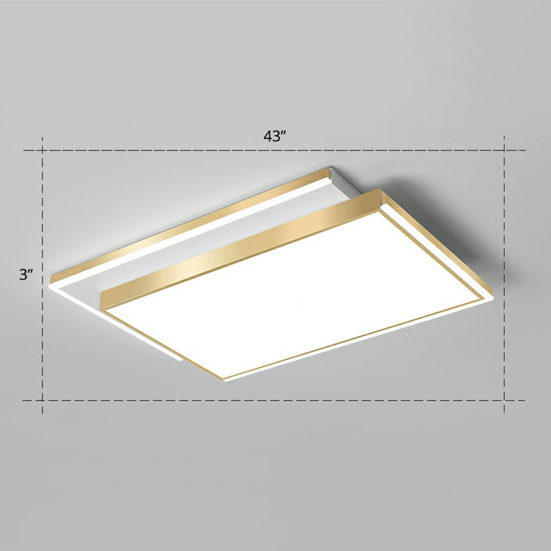Minimalistic Gold Led Ceiling Light For Living Room - Rectangle Shaped Acrylic Flush Mount / 43