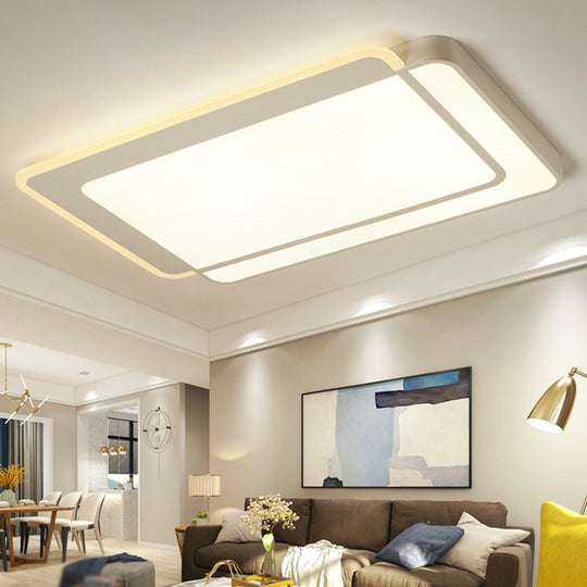 Minimalist White Led Flush Mount Ceiling Light With Acrylic Diffuser