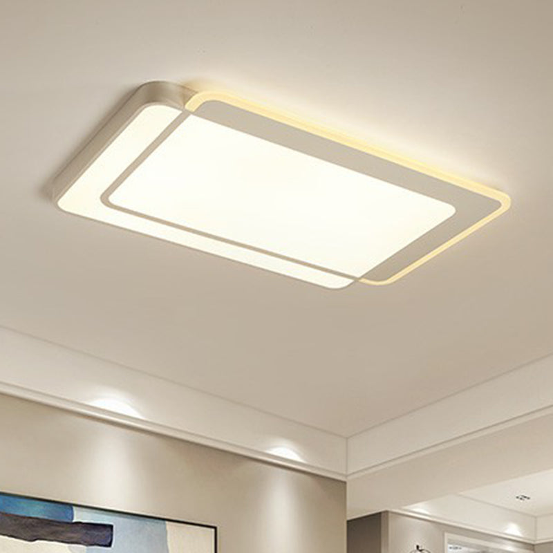 Minimalist White Led Flush Mount Ceiling Light With Acrylic Diffuser