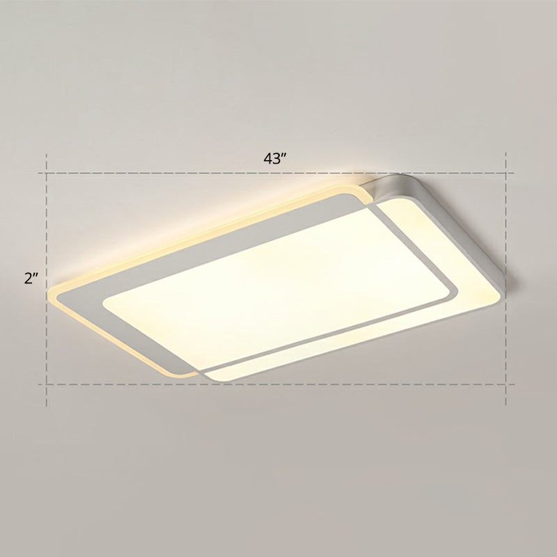 Minimalist White Led Flush Mount Ceiling Light With Acrylic Diffuser / 43 Warm