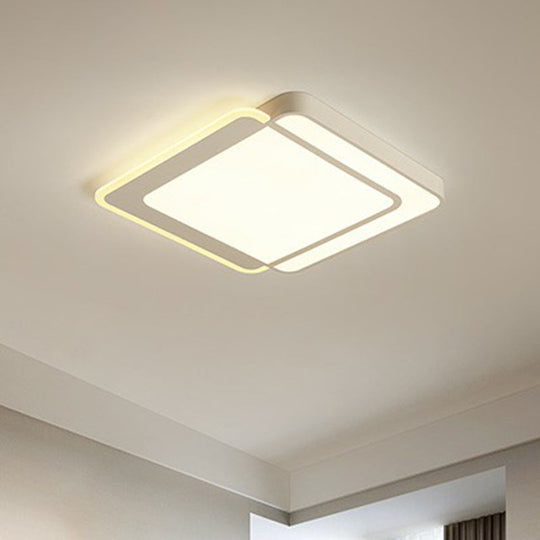 Minimalist White Led Flush Mount Ceiling Light With Acrylic Diffuser
