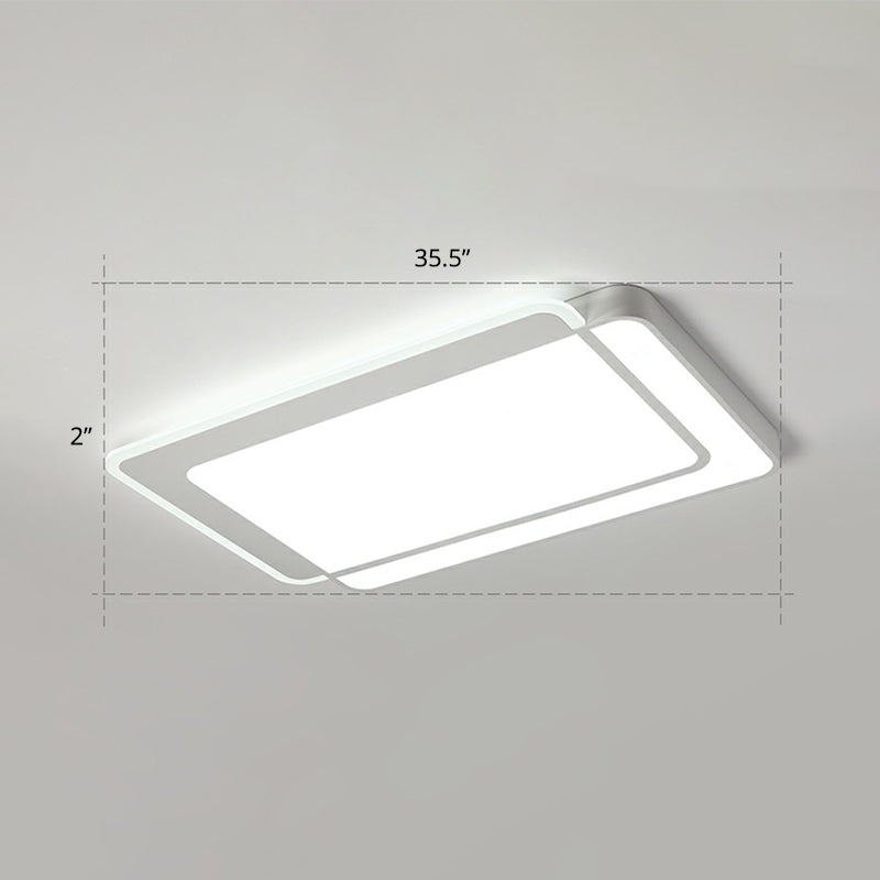 Minimalist White Led Flush Mount Ceiling Light With Acrylic Diffuser / 35.5’