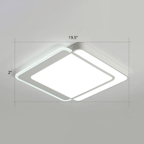 Minimalist White Led Flush Mount Ceiling Light With Acrylic Diffuser / 19.5