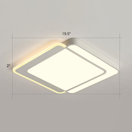 Minimalist White Led Flush Mount Ceiling Light With Acrylic Diffuser / 19.5 Warm