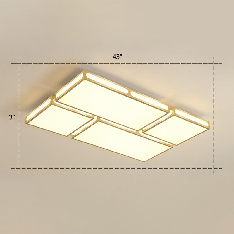 Minimalistic Gold Checked Led Flushmount Ceiling Light For Living Room / 43 Warm
