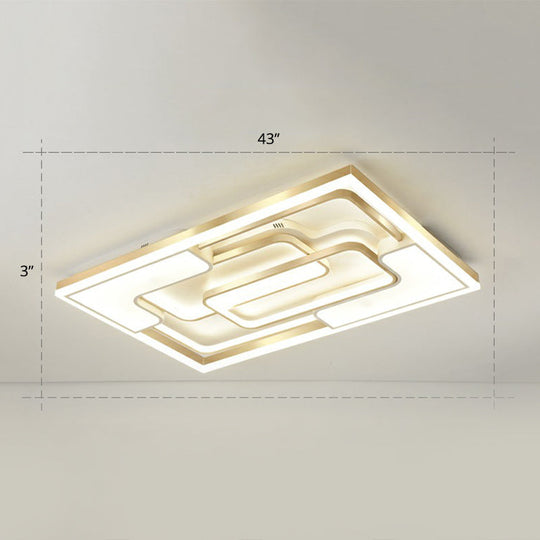 Golden Led Flush Mount Ceiling Light With Metallic Frame - Modern Lighting For Living Room Gold / 43