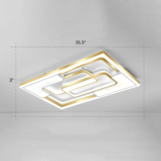 Golden Led Flush Mount Ceiling Light With Metallic Frame - Modern Lighting For Living Room Gold /