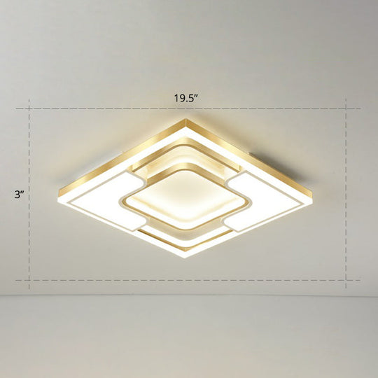 Golden Led Flush Mount Ceiling Light With Metallic Frame - Modern Lighting For Living Room Gold /