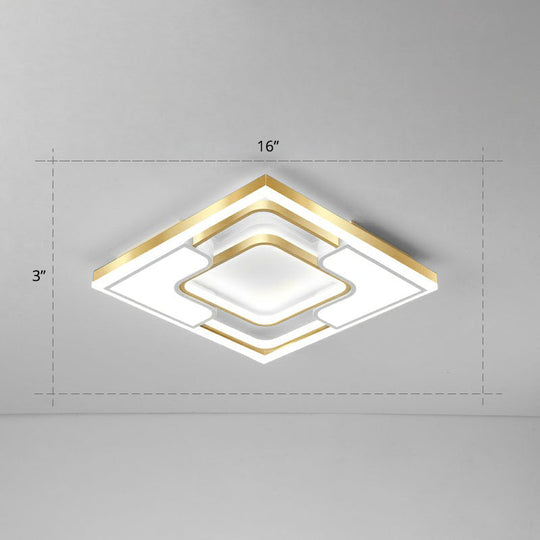 Golden Led Flush Mount Ceiling Light With Metallic Frame - Modern Lighting For Living Room Gold /