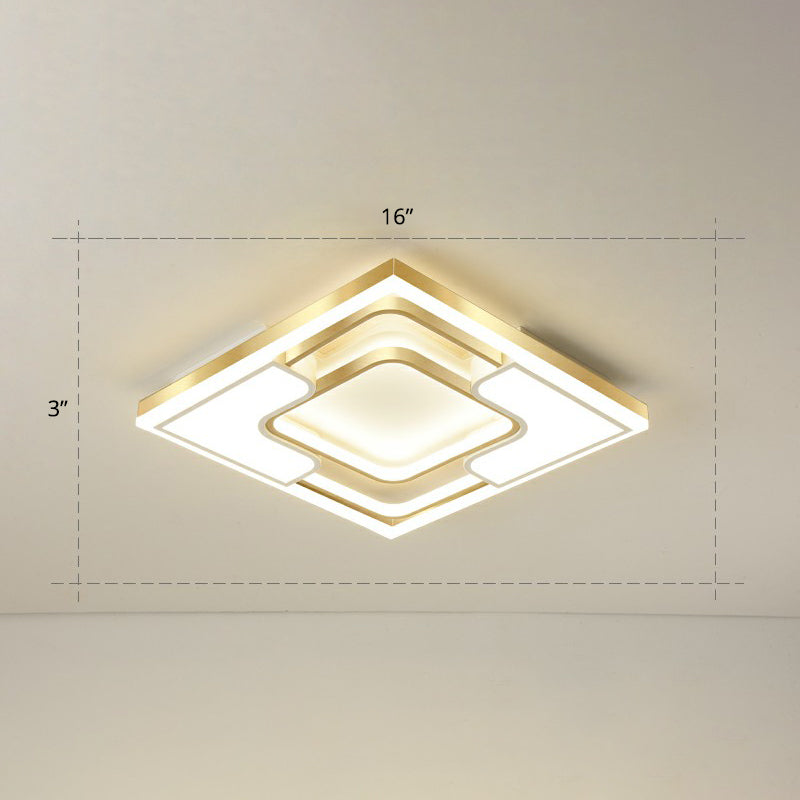 Golden Led Flush Mount Ceiling Light With Metallic Frame - Modern Lighting For Living Room Gold /