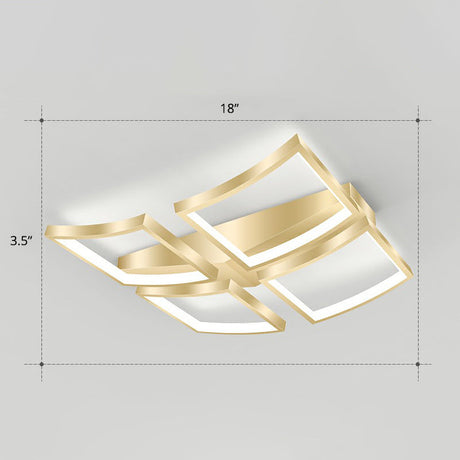 Sleek Curved Frame Flush Mount Led Ceiling Light For Modern Living Spaces Gold / 18 White