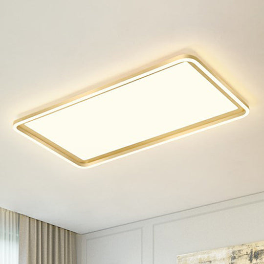 Gold Acrylic Led Flush Mount Ceiling Light For Minimalistic Rectangle Sitting Room