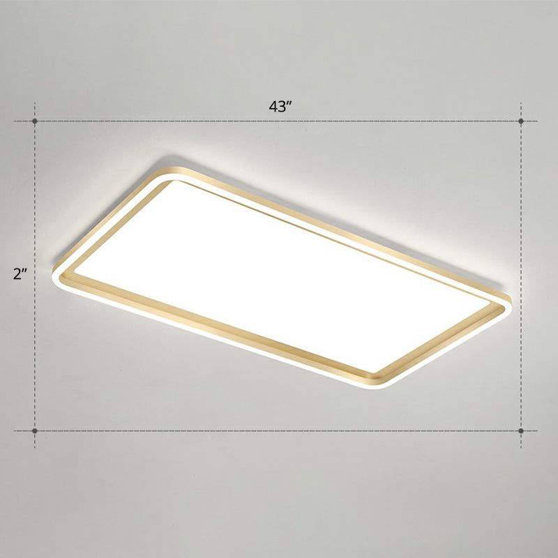 Gold Acrylic Led Flush Mount Ceiling Light For Minimalistic Rectangle Sitting Room / 43 White
