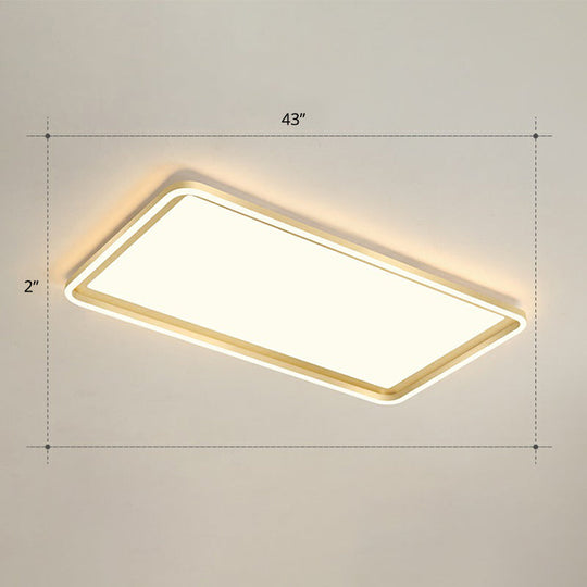 Gold Acrylic Led Flush Mount Ceiling Light For Minimalistic Rectangle Sitting Room / 43’ Warm