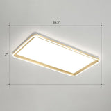 Gold Acrylic Led Flush Mount Ceiling Light For Minimalistic Rectangle Sitting Room / 35.5 White