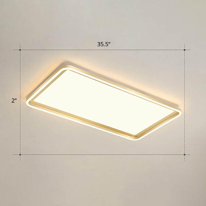 Gold Acrylic Led Flush Mount Ceiling Light For Minimalistic Rectangle Sitting Room / 35.5’ Warm