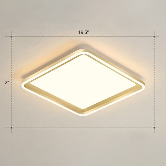Gold Acrylic Led Flush Mount Ceiling Light For Minimalistic Rectangle Sitting Room / 19.5’ Warm
