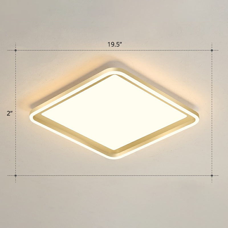 Gold Acrylic Led Flush Mount Ceiling Light For Minimalistic Rectangle Sitting Room / 19.5 Warm