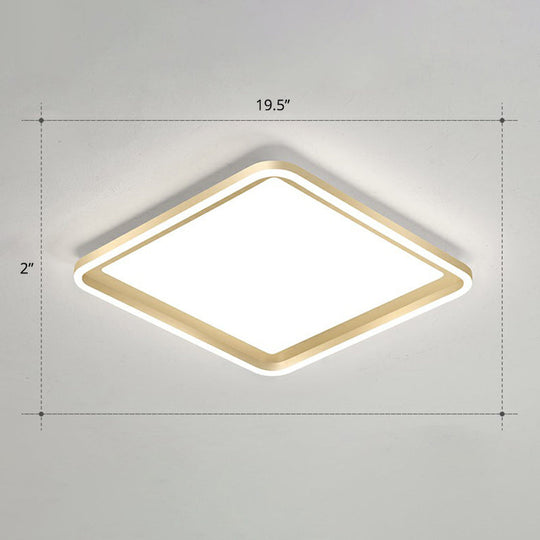 Gold Acrylic Led Flush Mount Ceiling Light For Minimalistic Rectangle Sitting Room / 19.5 White