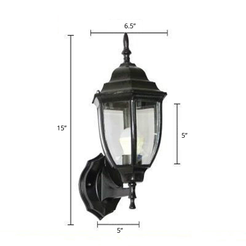 Vintage Aluminum Bell Garden Wall Lamp With Glass Shade - 1-Light Mount Black / 6.5 Clear