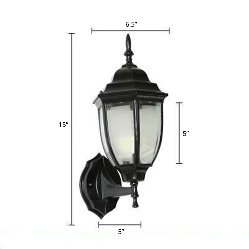 Vintage Aluminum Bell Garden Wall Lamp With Glass Shade - 1-Light Mount Black / 6.5 Frosted