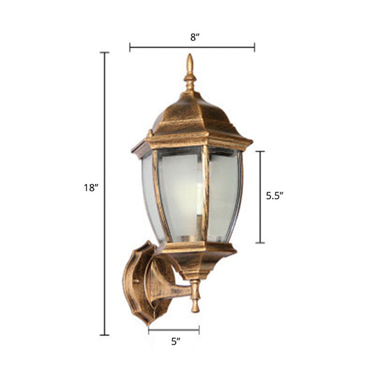 Vintage Aluminum Bell Garden Wall Lamp With Glass Shade - 1-Light Mount Bronze / 8 Frosted