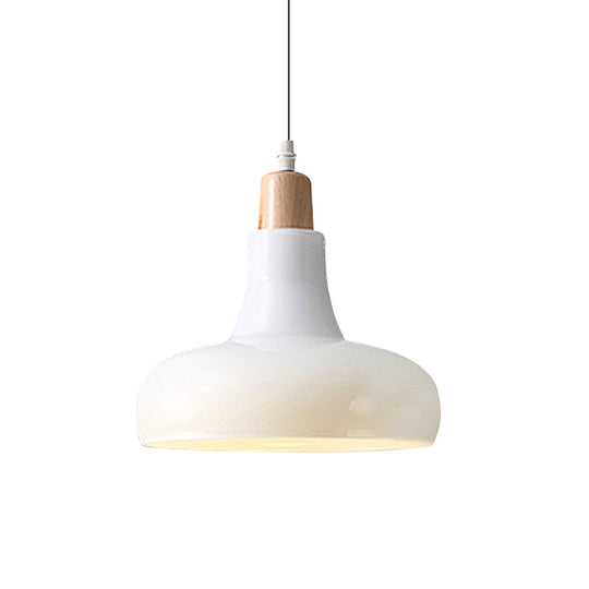 Modern Glass Pendant Lamp - White/Black Bowl Cone Or Saucer Design Led Ceiling Light In White/Warm